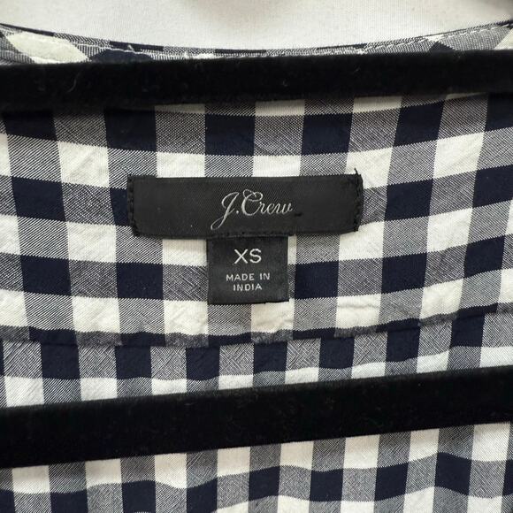 J. Crew Midi Gingham Navy White Wrap Dress XS - Picture 2 of 7